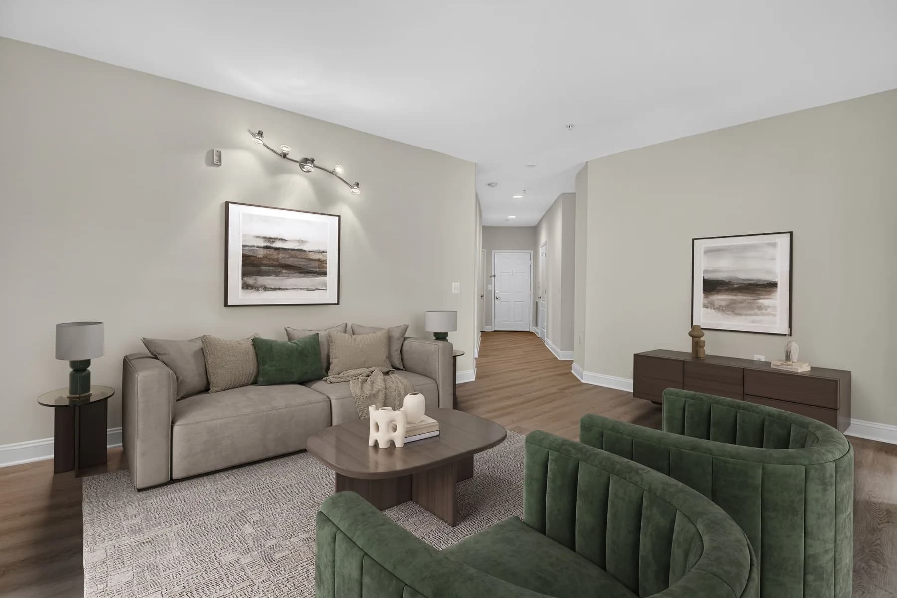 Virtual staging - a furnished living room ready for a property listing